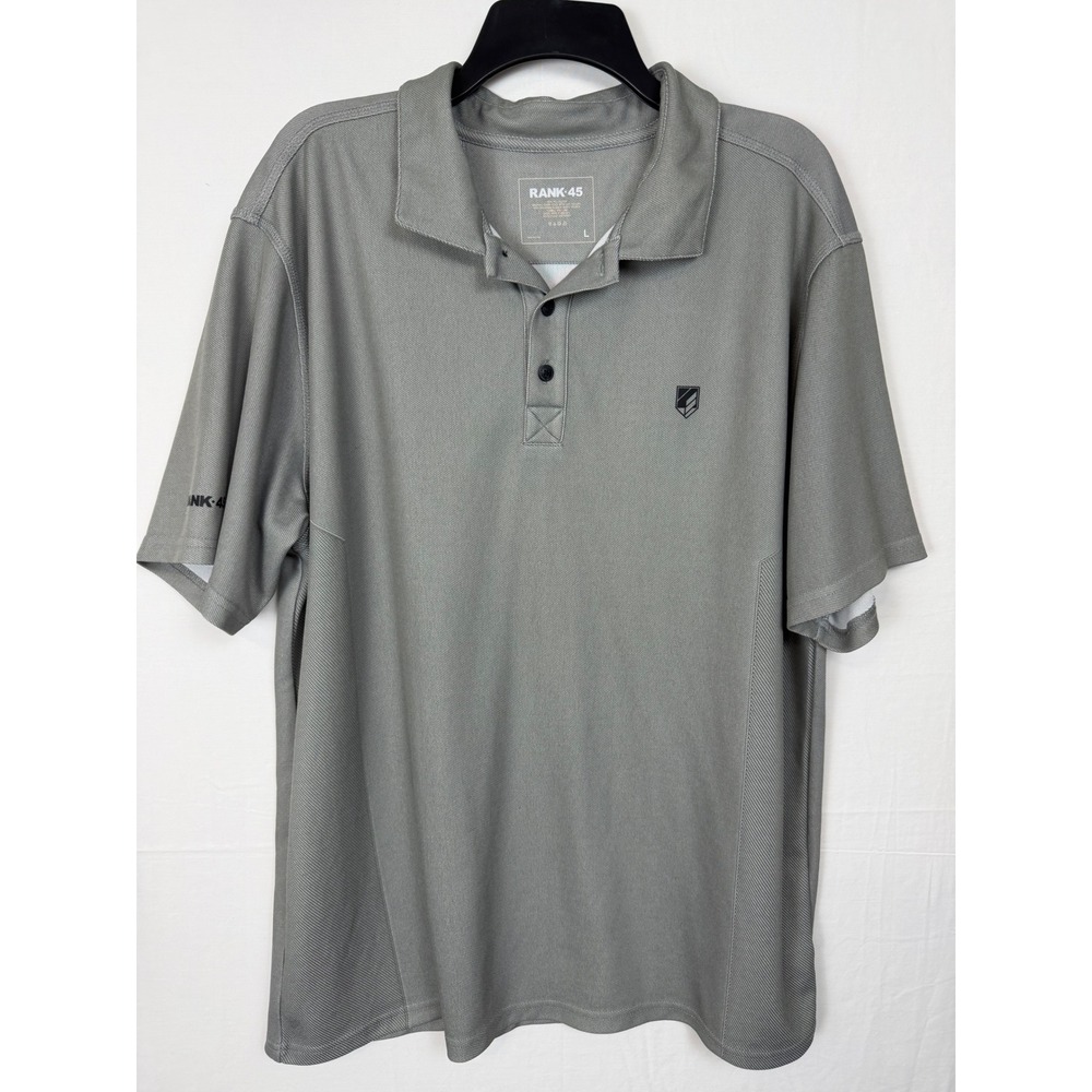 Rank 45 Performance Polo Men's L Gray Short Sleeve Moisture Wicking Golf Shirt